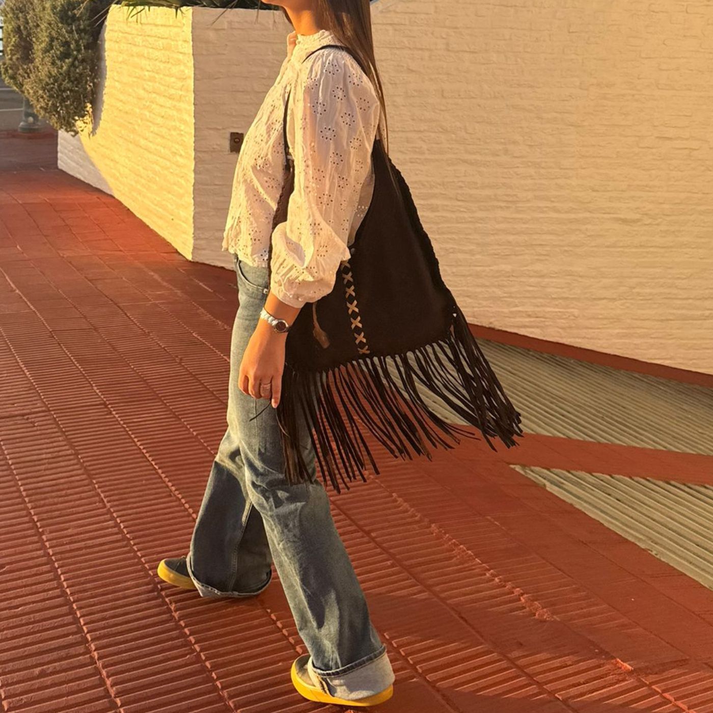 Cartera pampa con flecos