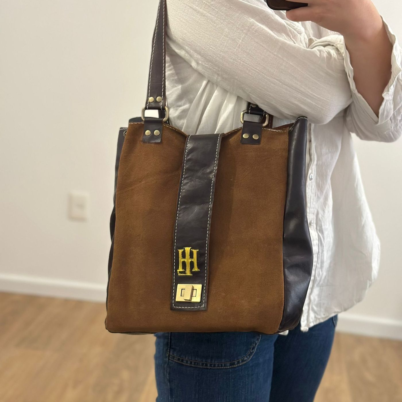 Bolso Matera Mochila Chocolate y gamuza Marrón