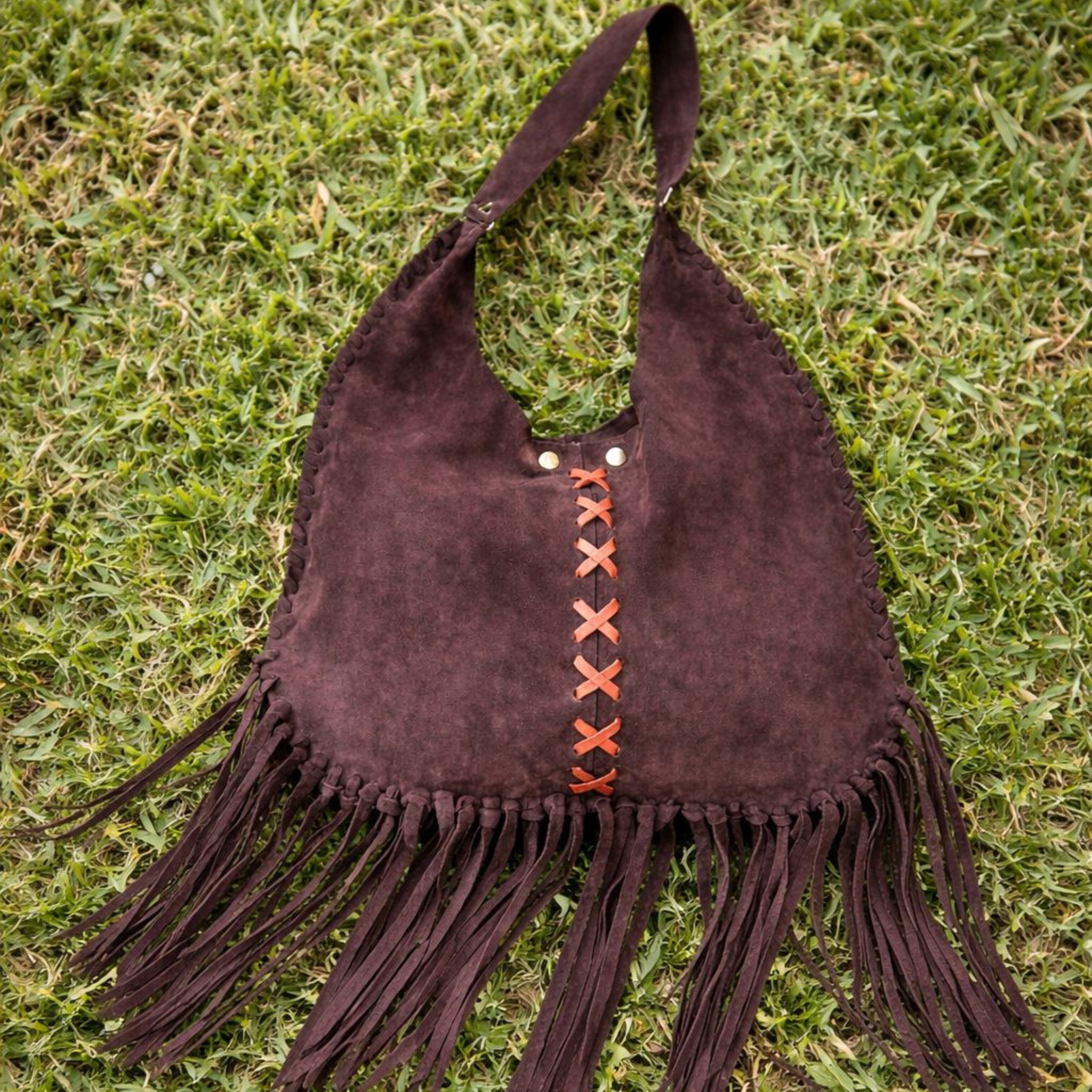 Cartera pampa con flecos