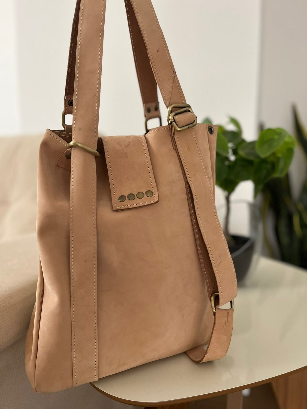 Bolso Matera Mochila combinada Beige y Camel