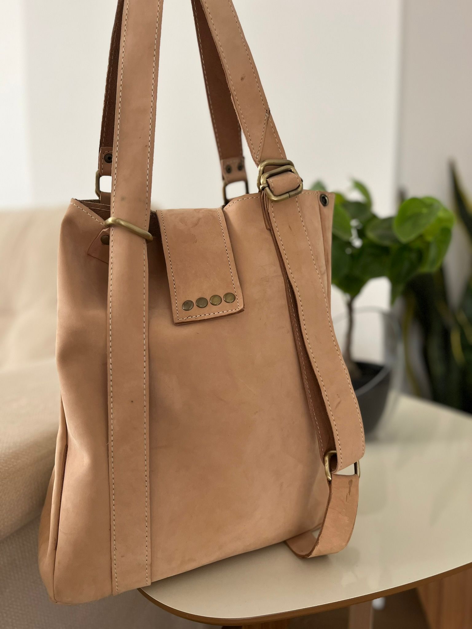 Bolso Matera Mochila combinada Beige y Camel