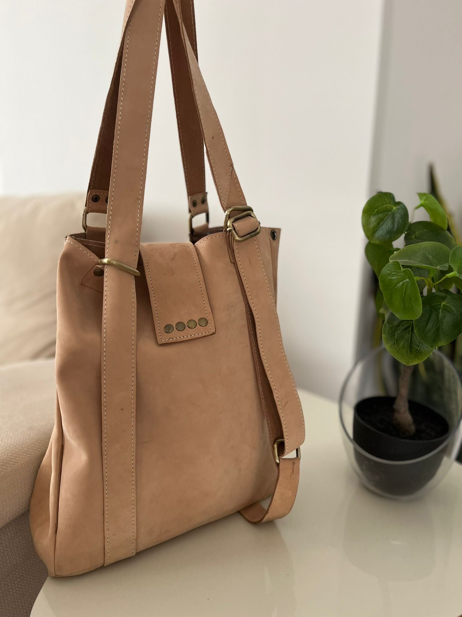 Bolso Matera Mochila combinada Beige y Camel