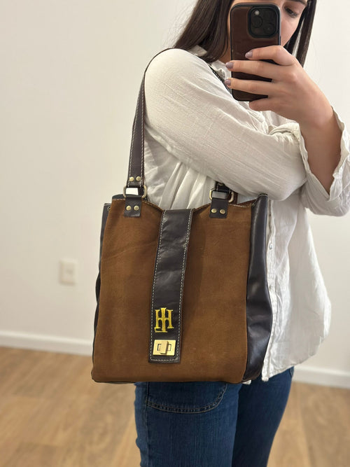 Bolso Matera Mochila Chocolate y gamuza Marrón