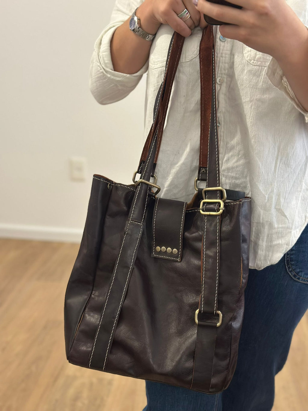 Bolso Matera Mochila Chocolate y gamuza Marrón